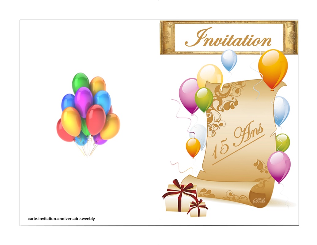 Carte d'Invitation Anniversaire Enfant 15 ans - Popcarte