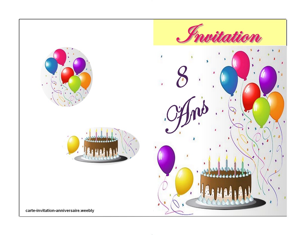 SET INVITATION ANNIVERSAIRE, 8 cartes simples 116x116 + 8 enveloppe